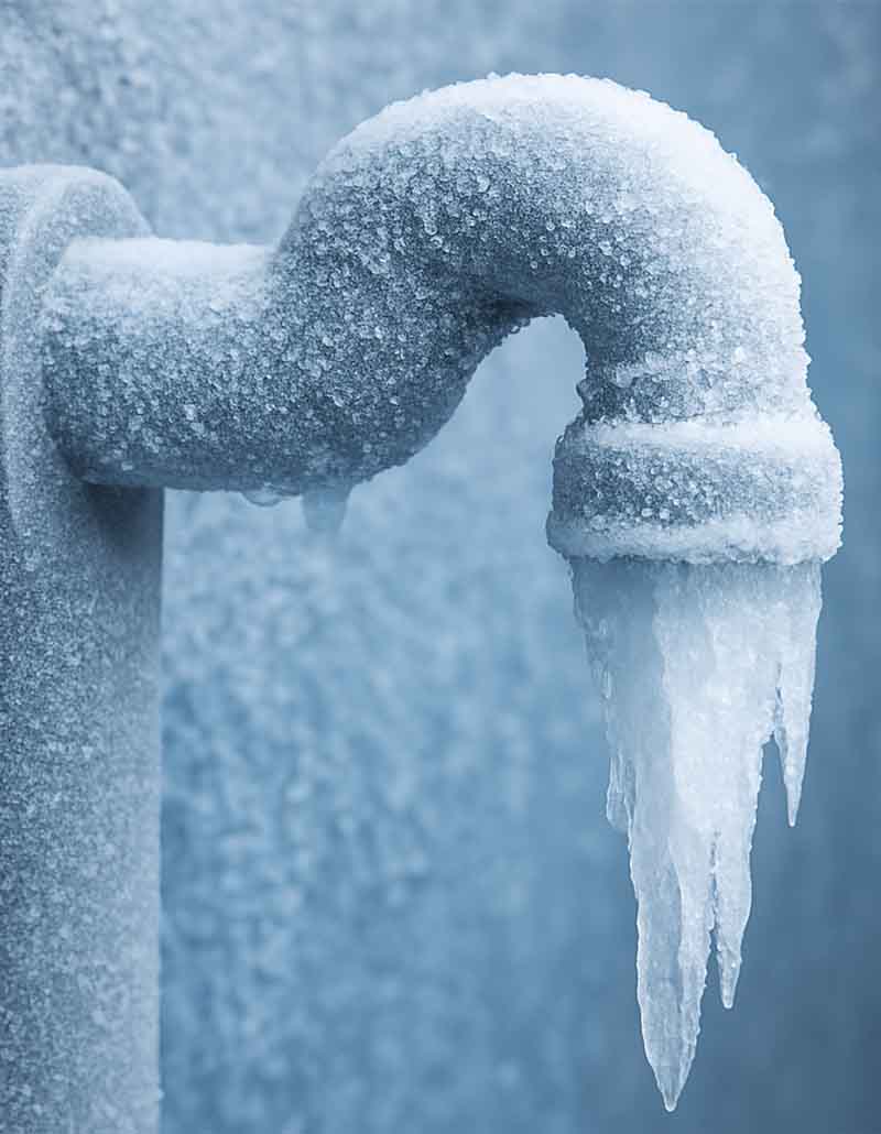 Frozen water pipe needing emergency repair by L.F. Fenimore Plumbing and HVAC in South Jersey during winter weather