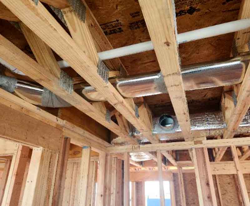 South Jersey HVAC ductwork installation by L.F. Fenimore Plumbing and HVAC during residential new construction.